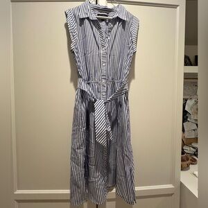 Banana Republic Blue and White Striped Midi Dress